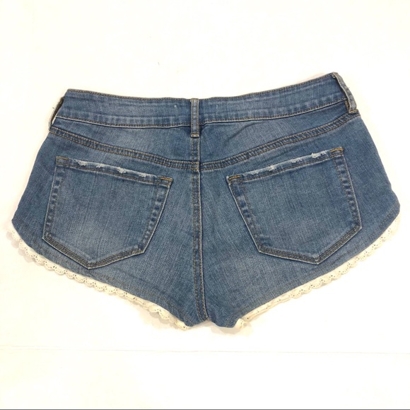 Roxy Festival Lace Hem Denim Shorts - Picture 2 of 7